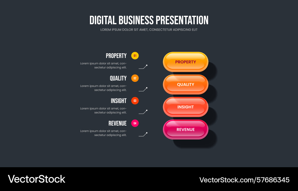 Digital overview 4 option infographic slide Vector Image