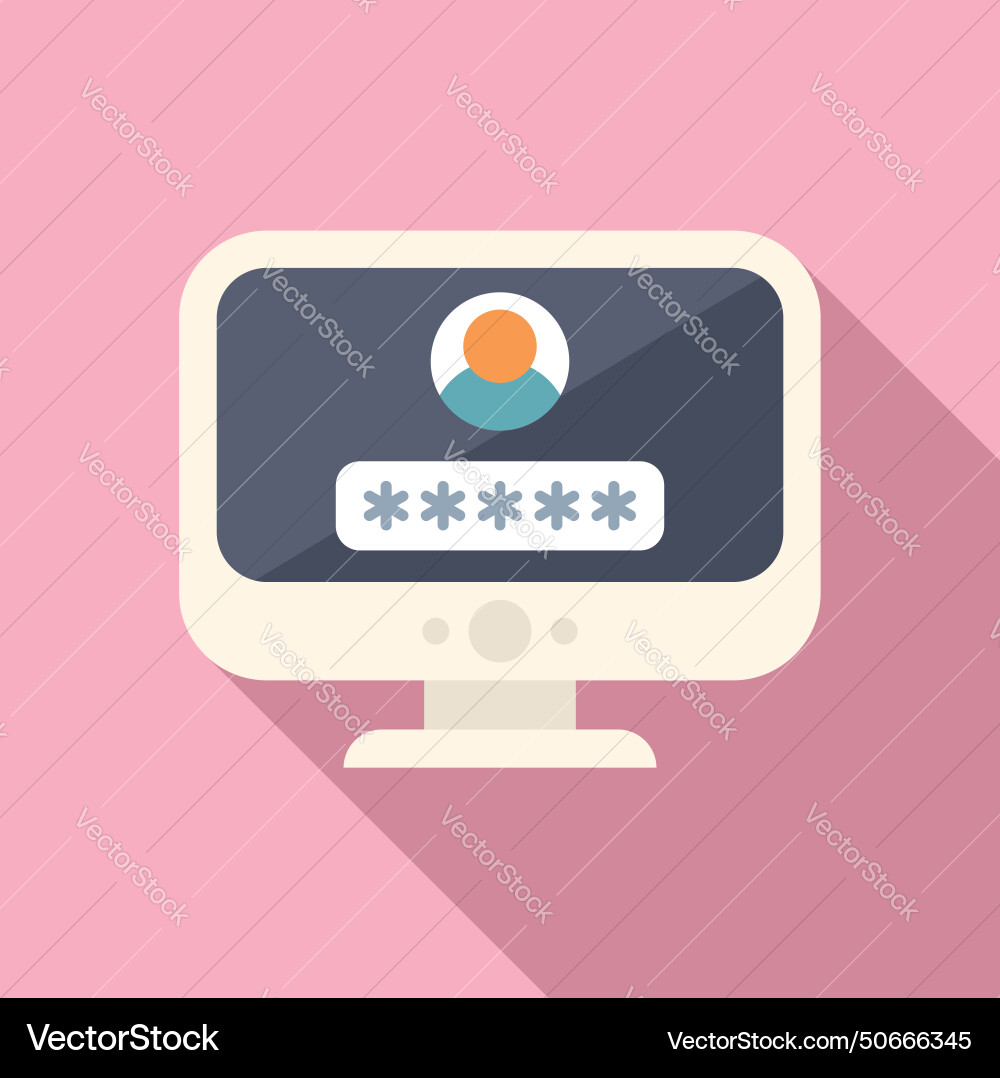 Login home computer icon flat number Login home computer icon flat number vector image