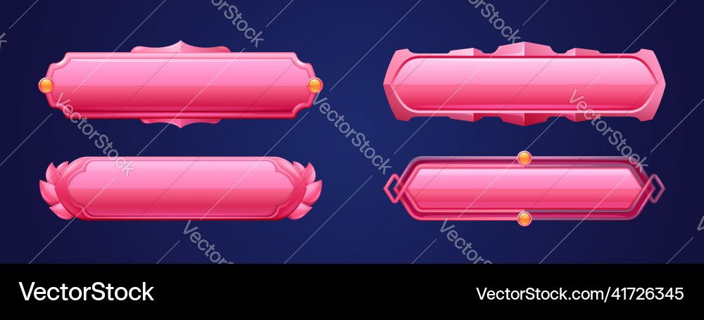 Pink medieval game buttons user interface menu Pink medieval game buttons user interface menu vector image