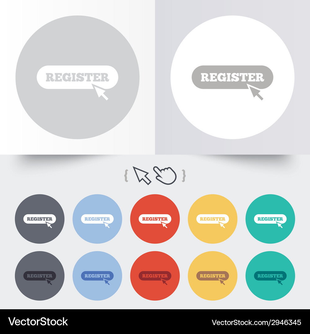 Register with cursor pointer icon membership Vector Image
