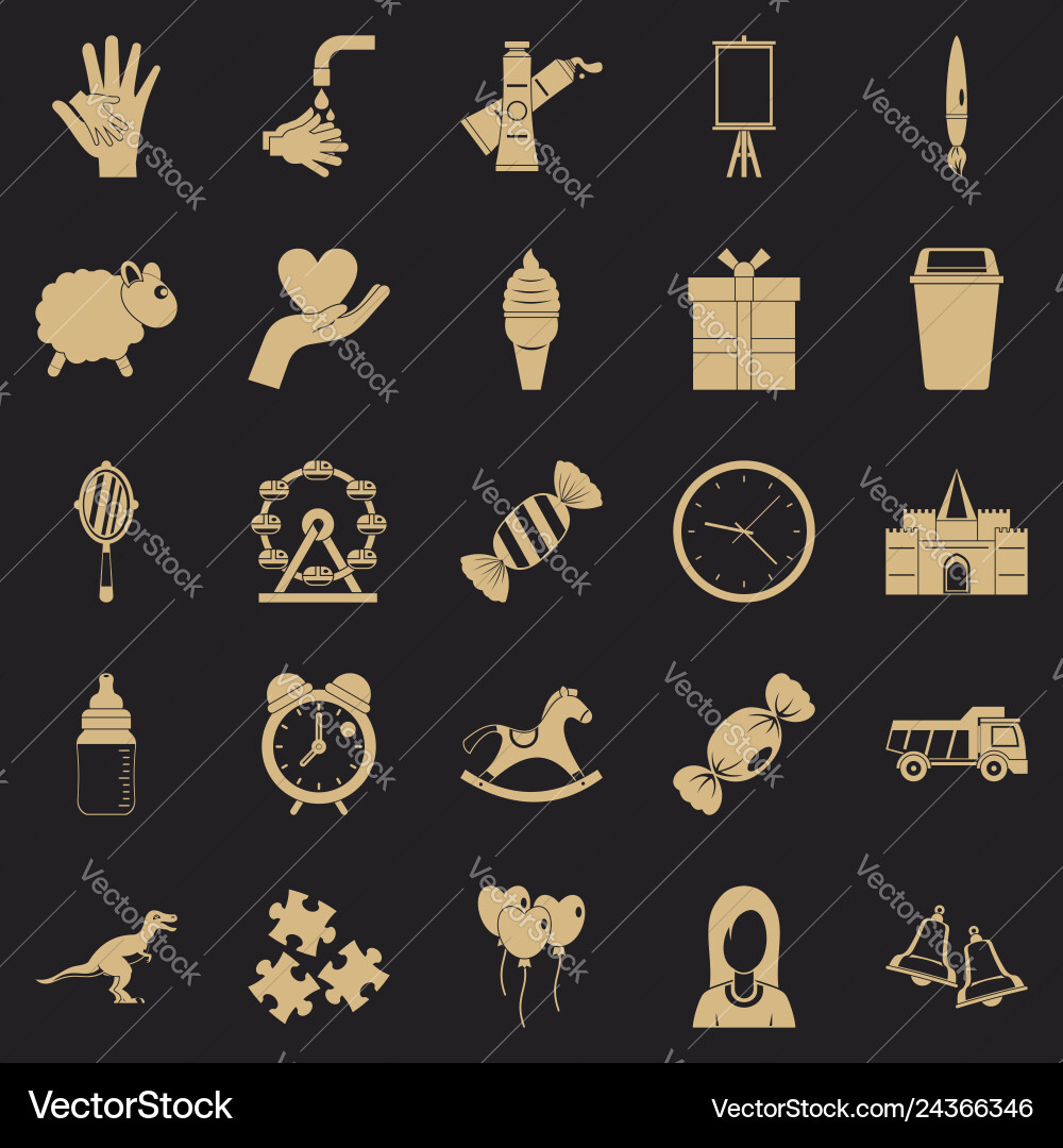 Center icons set simple style Center icons set simple style Vector Image