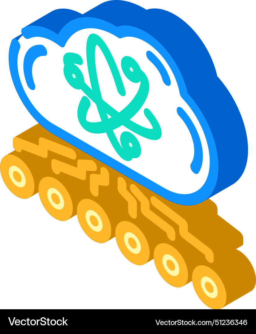 Cloud computin quantum technology isometric icon Cloud computin quantum technology isometric icon vector image