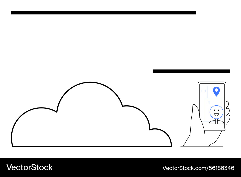 Cloud storage access via smartphone with location Cloud storage access via smartphone with location vector image
