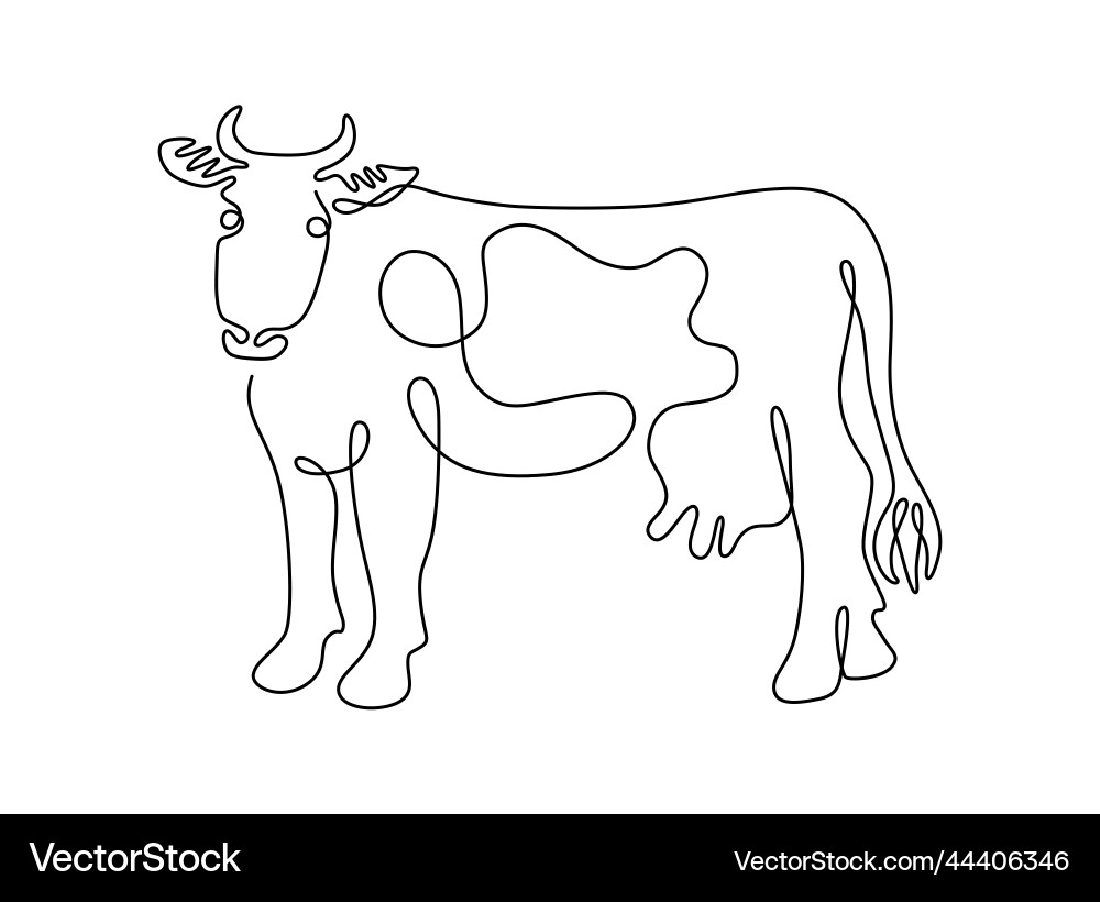 Continuous line drawing of cow Royalty Free Vector Image