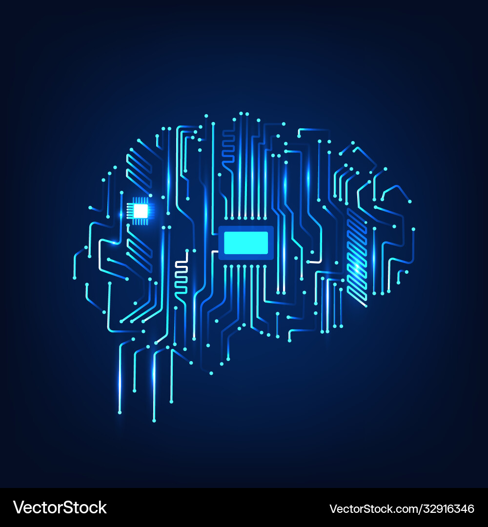 Digital human brain with computer circuit board Digital human brain with computer circuit board Vector Image