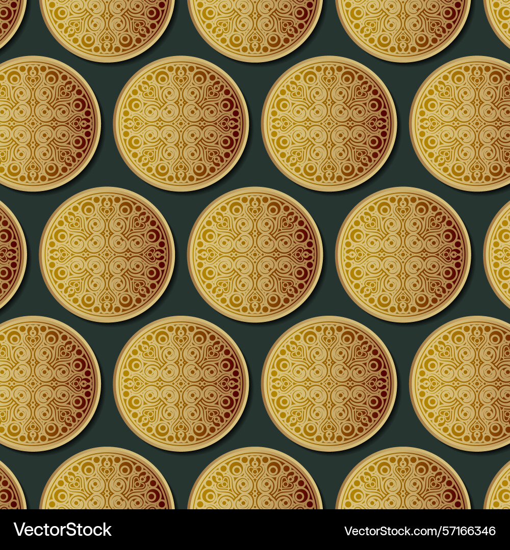 Golden circle tile seamless pattern background Vector Image