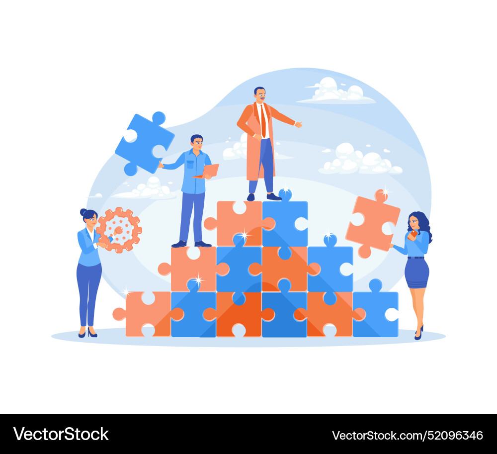 Teamwork in solving problems the business team Vector Image