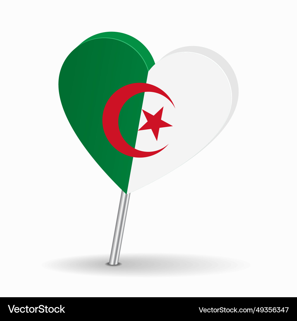 Algerian flag heart-shaped map pointer layout Algerian flag heart-shaped map pointer layout vector image