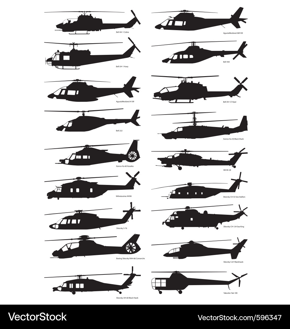 Helicopter Silhouettes Collection vector image