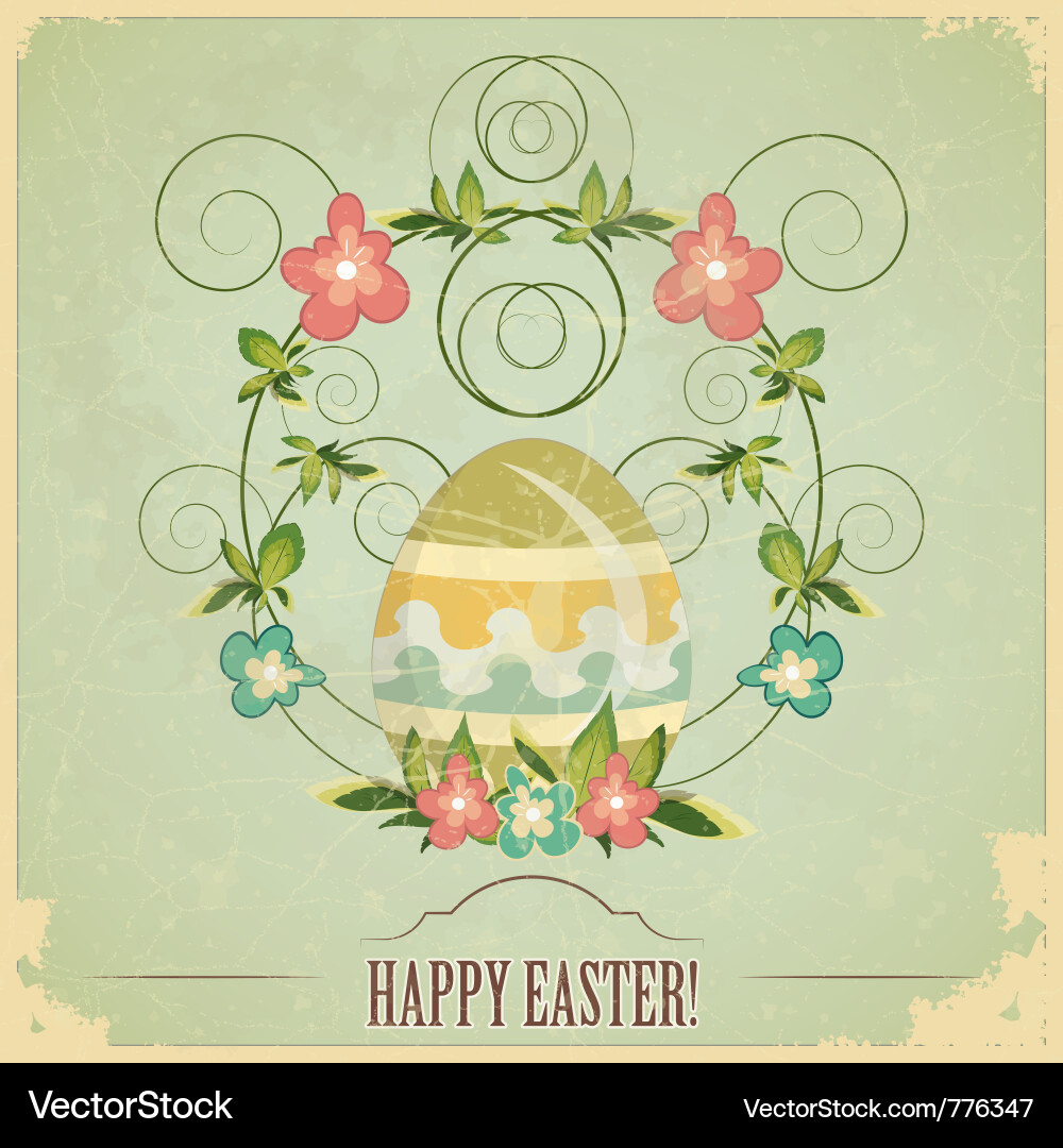 Vintage Easter Floral Card Vector Image