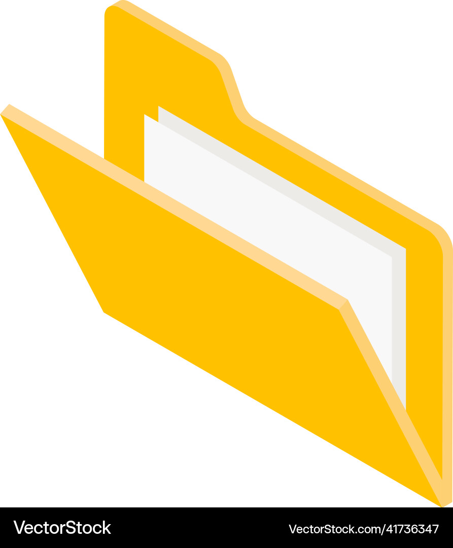 Yellow open folder with paper document inside Yellow open folder with paper document inside vector image