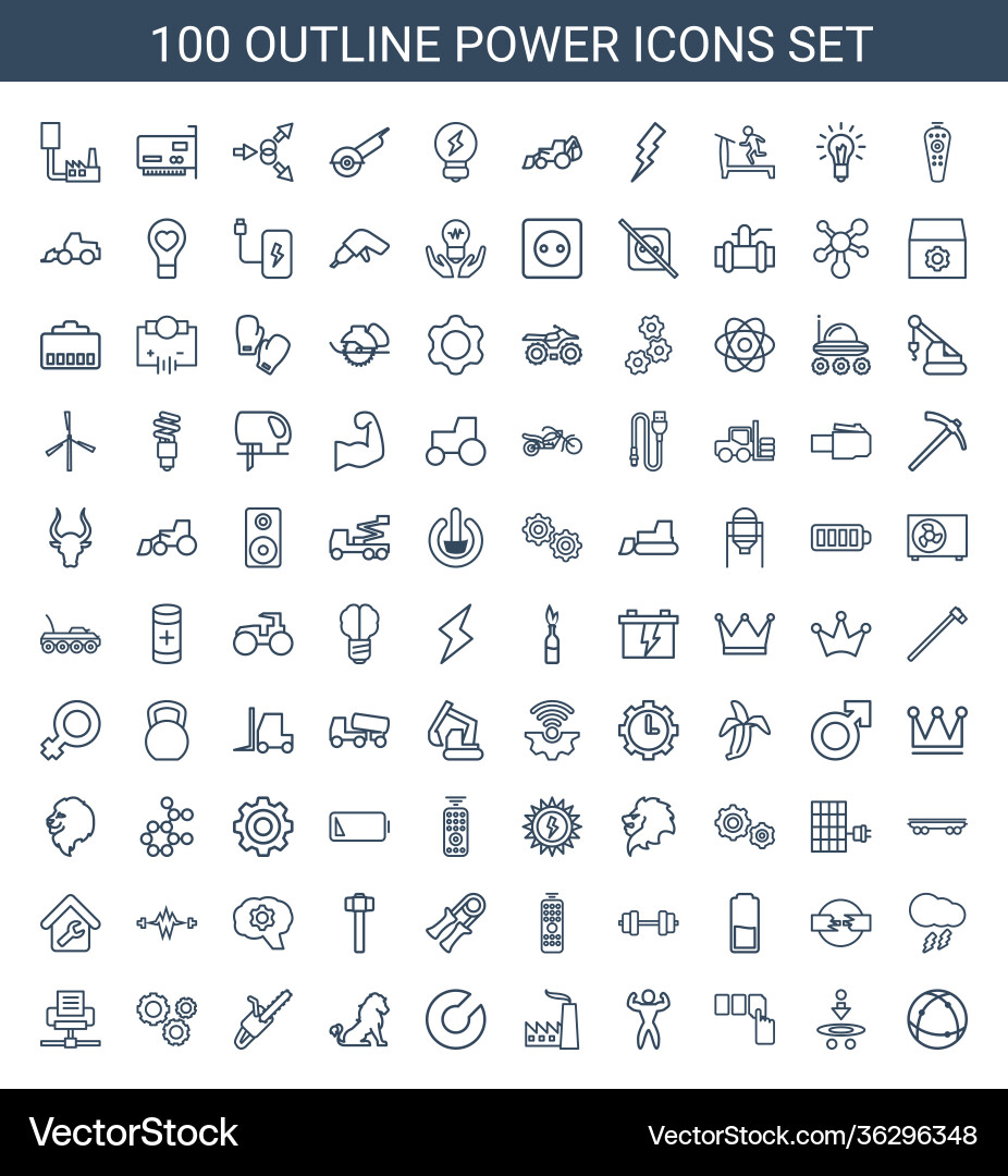 100 power icons Royalty Free Vector Image - VectorStock