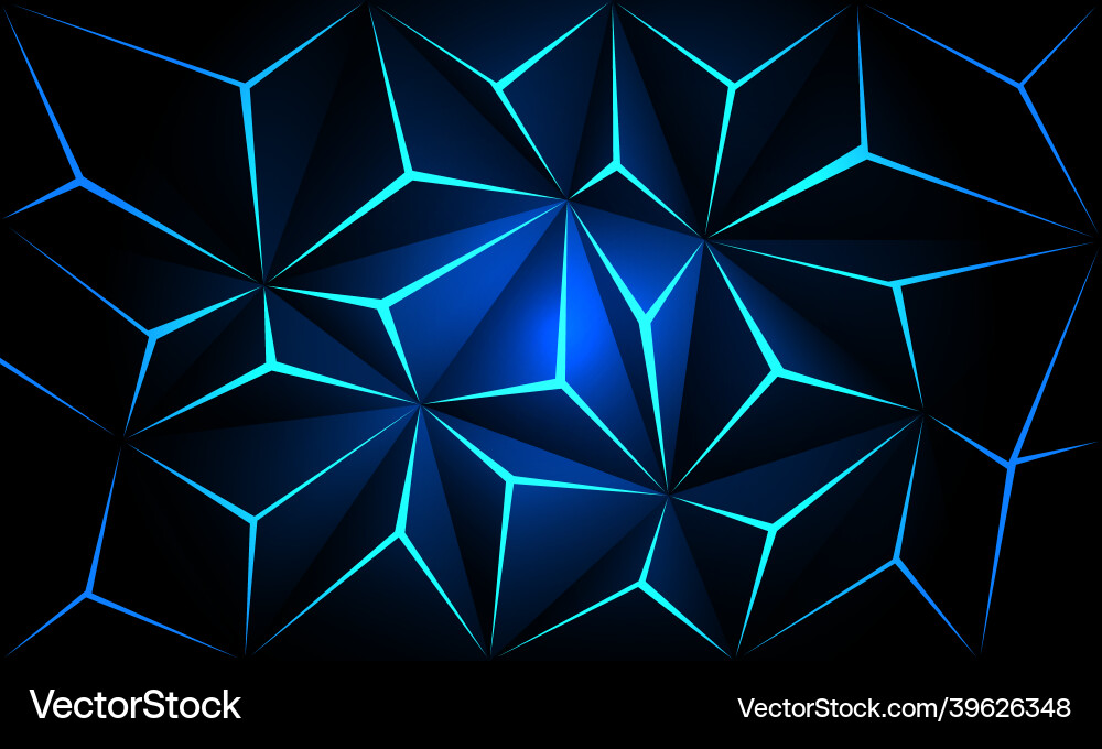 Abstract dark metallic polygon blue light Vector Image