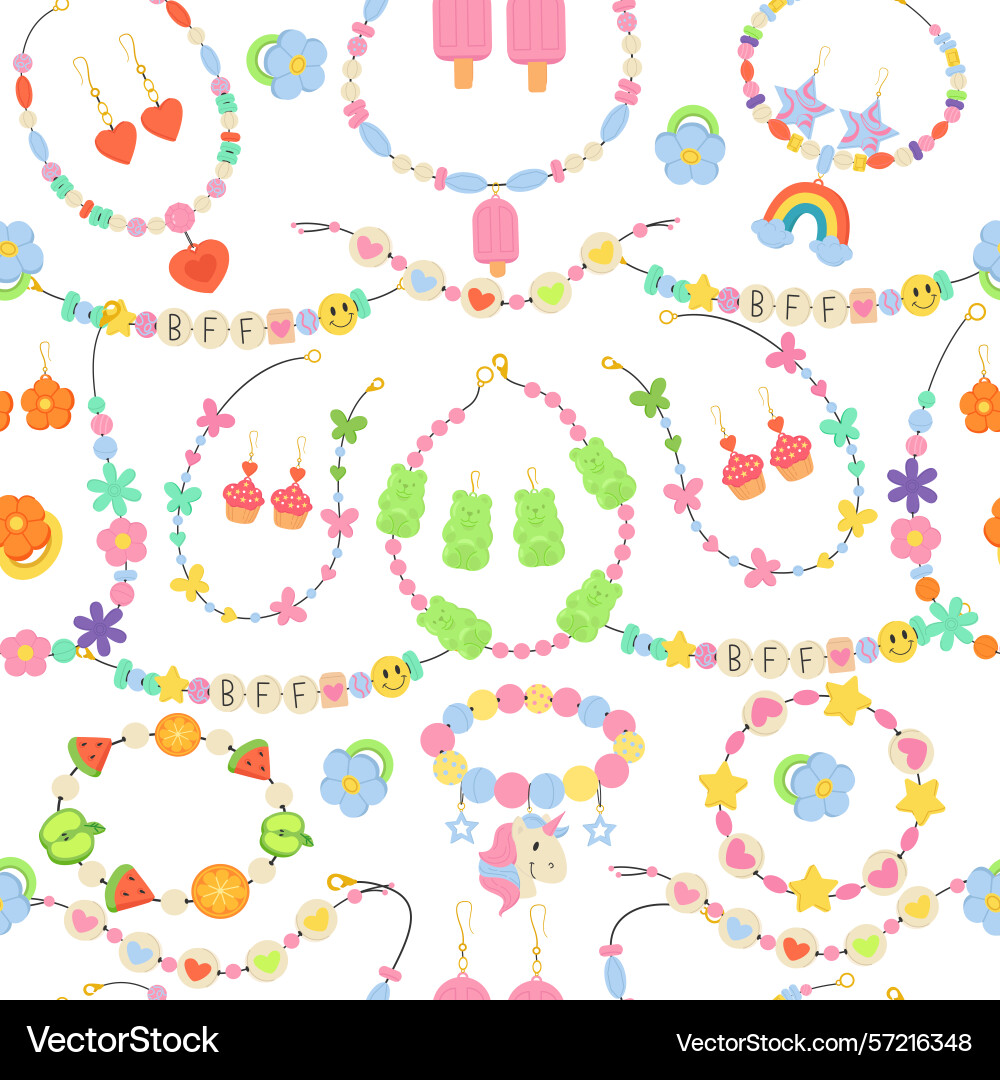 Baby jewelry seamless pattern girls bracelets Baby jewelry seamless pattern girls bracelets Vector Image