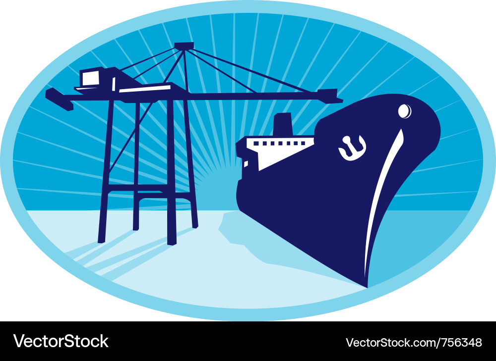 Container Crane Loading Ship vector image