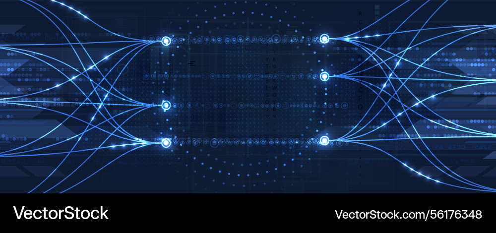 Data technology and machine learning neural flow Vector Image
