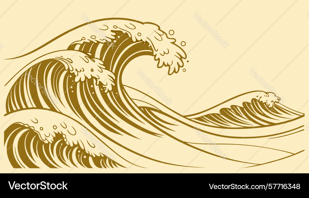 Dynamic ocean waves in abstract rhythmic pattern vector image