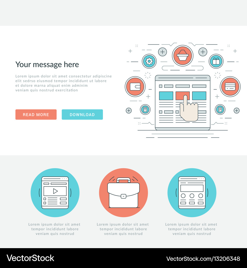 Flat line business concept web site header vector image