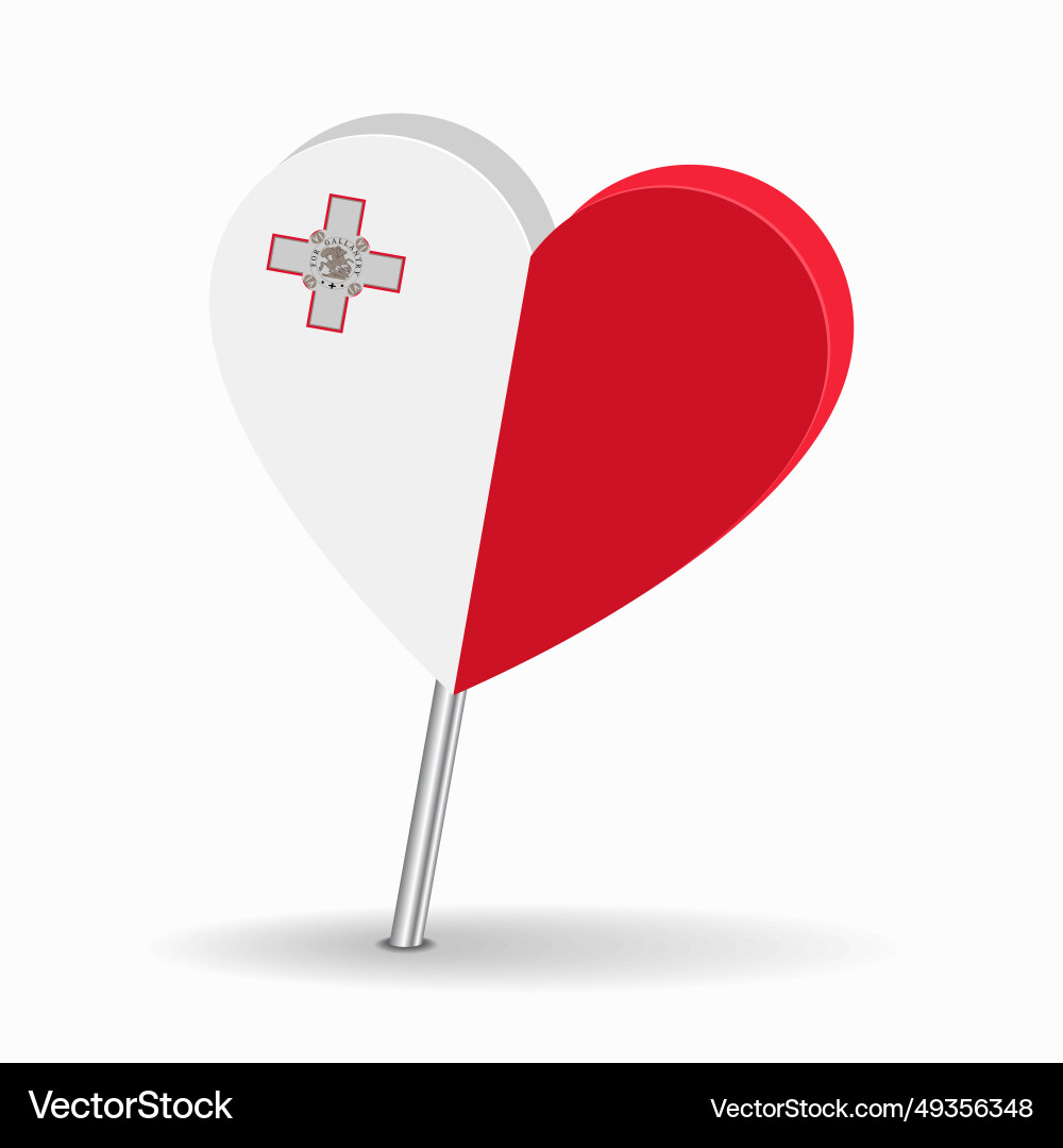 Maltese flag heart-shaped map pointer layout Maltese flag heart-shaped map pointer layout vector image