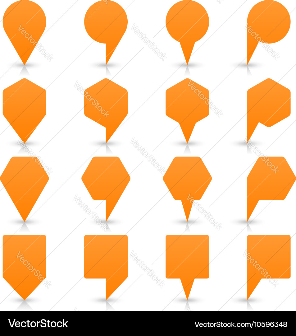 Orange map pin sign flat location icon web button Vector Image