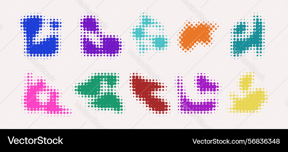 Set of colorful halftone blob shapes Set of colorful halftone blob shapes Vector Image