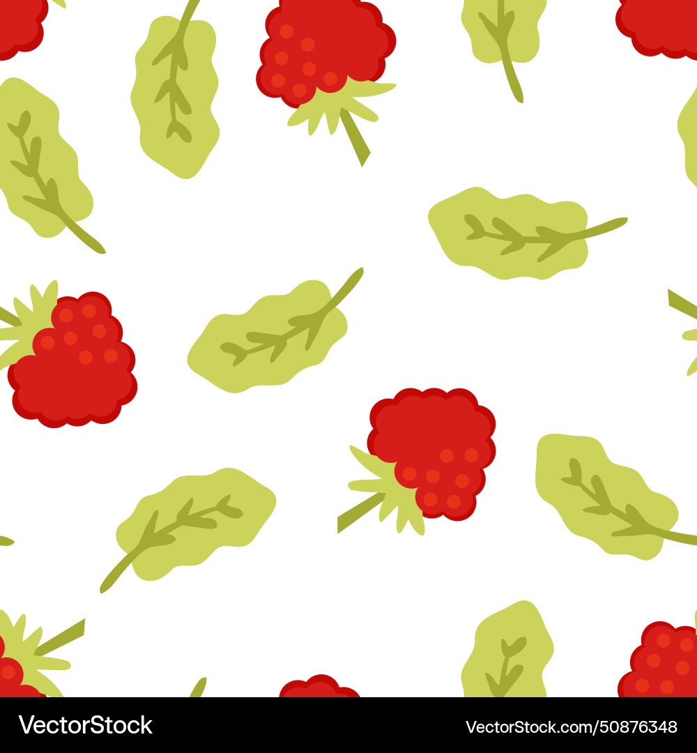 Summer seamless pattern with raspberry berries Summer seamless pattern with raspberry berries Vector Image
