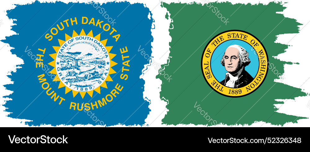 Washington and south dakota states grunge brush Washington and south dakota states grunge brush vector image