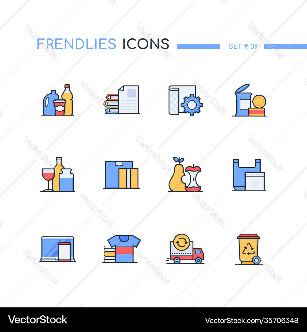 Waste sorting - modern line design style icons set Waste sorting - modern line design style icons set vector image