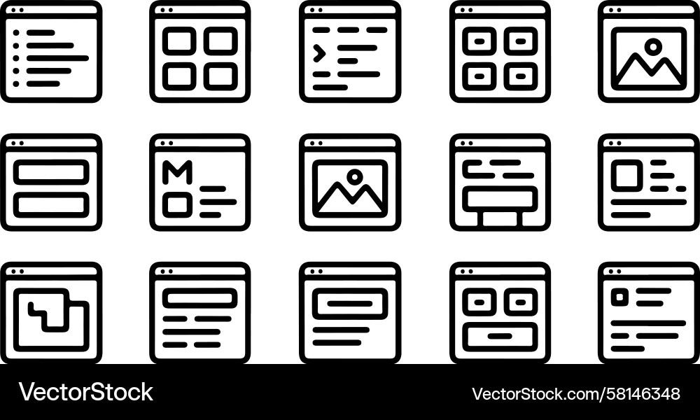 Website Icon Set - UI Elements Vector Image