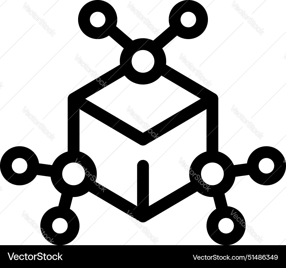 3d blockchain network symbol icon 3d blockchain network symbol icon vector image