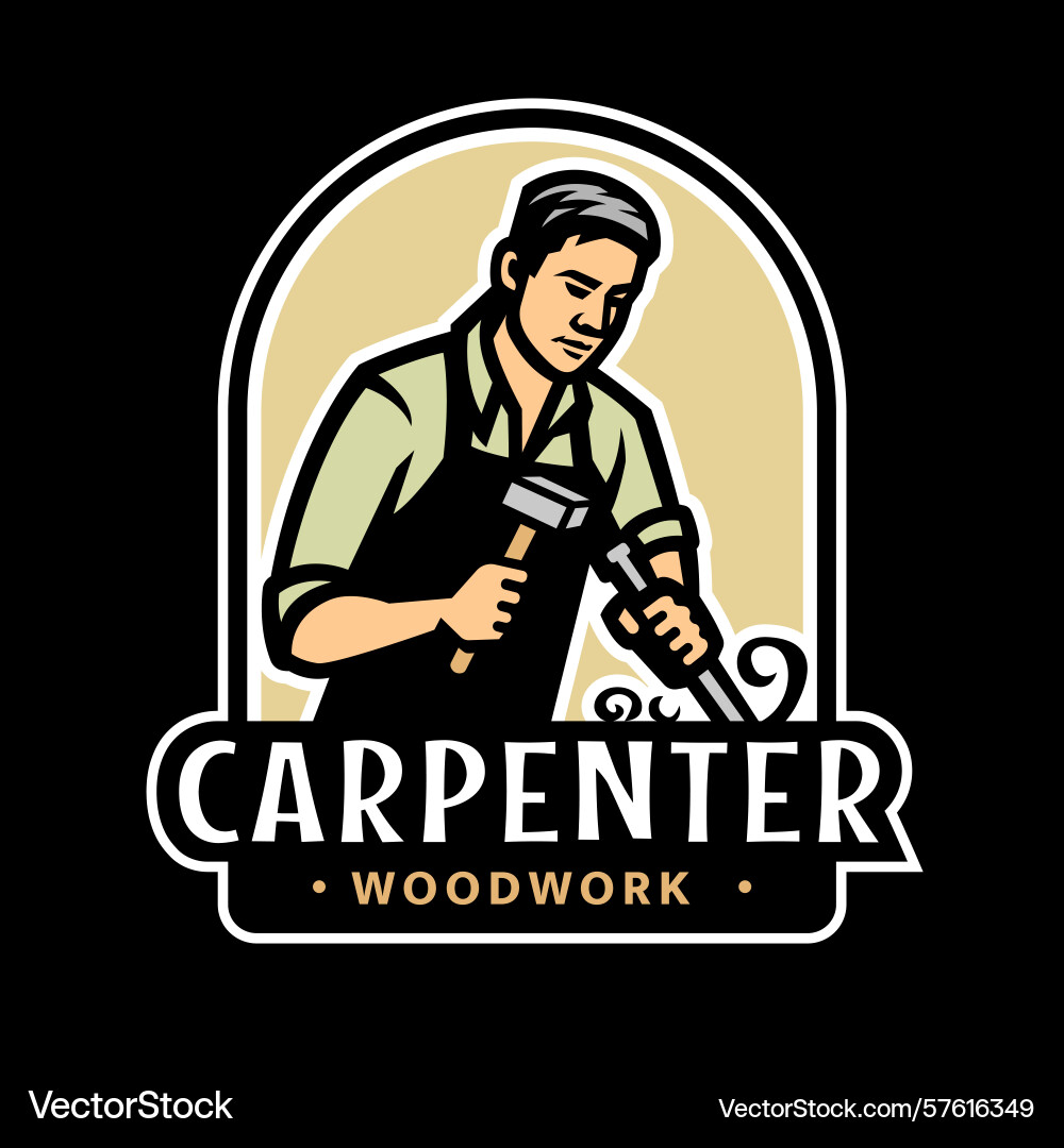 Carpenter with a chisel and hammer Carpenter with a chisel and hammer vector image