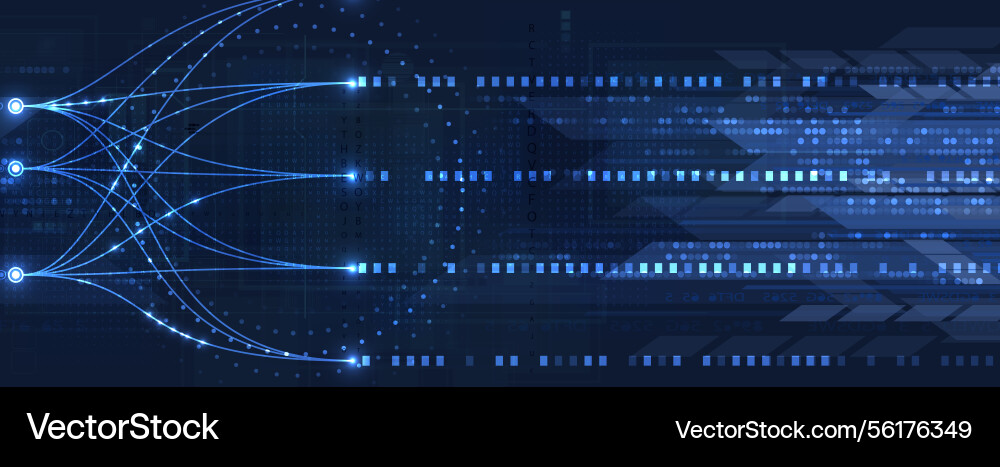 Data technology and machine learning neural flow Data technology and machine learning neural flow vector image