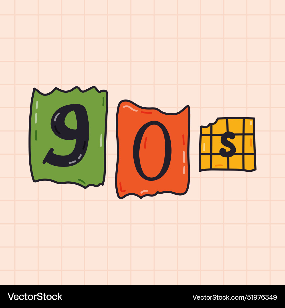 Groovy hand drawn lettering with 90s Royalty Free Vector