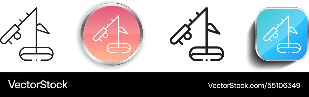 Ice fishing icon thin linear regular and button Ice fishing icon thin linear regular and button vector image