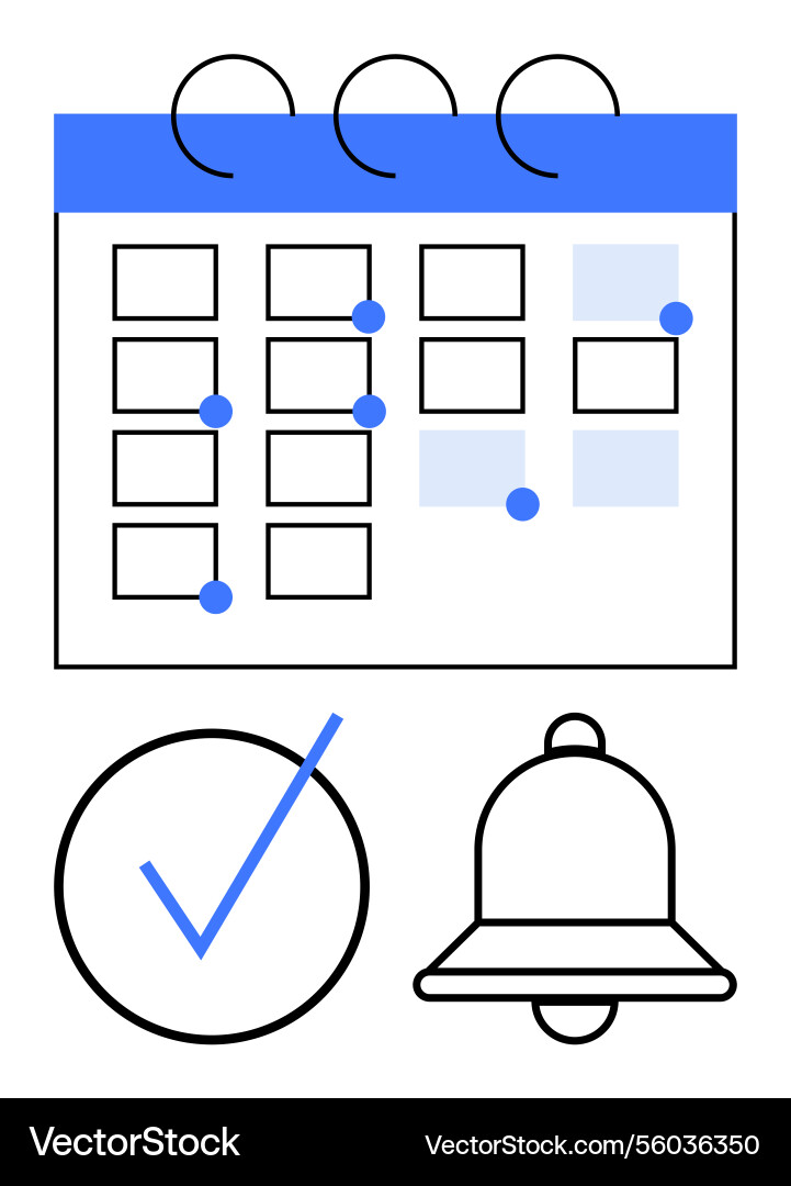 Calendar with highlighted events checkmark Calendar with highlighted events checkmark vector image