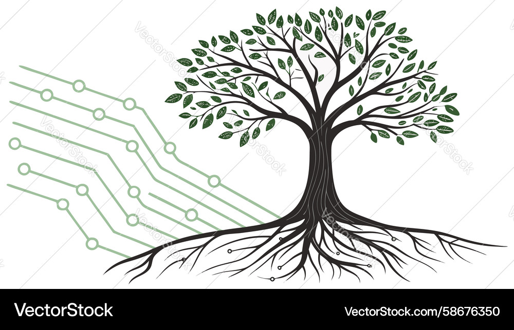 Circuit tree with digital roots and branches Vector Image