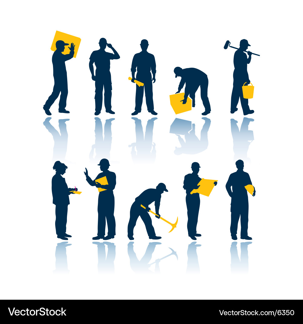 Construction Worker Silhouettes vector image