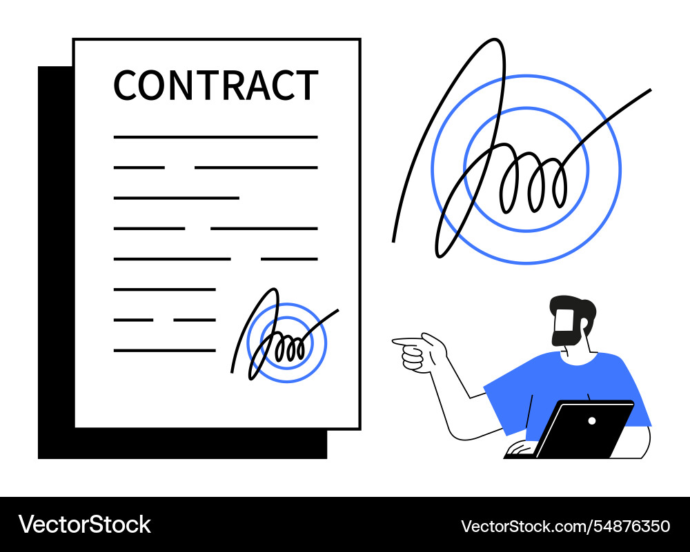 Contract signing with a signature Vector Image