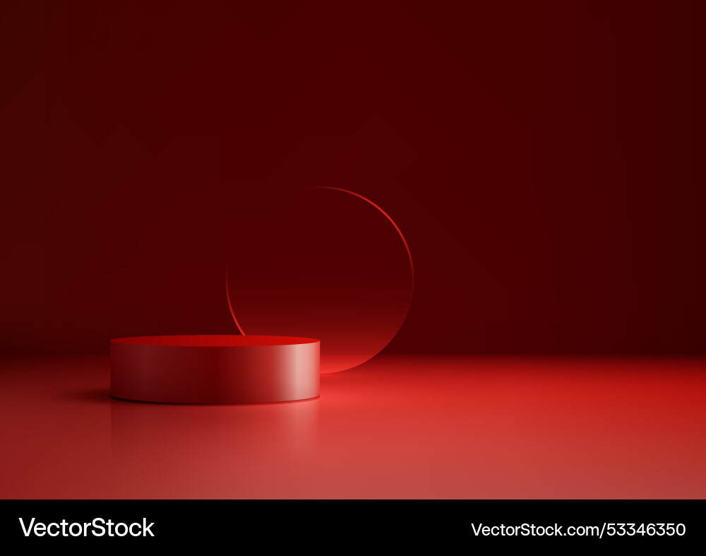 Minimalist red 3d podium cylinder on dark Minimalist red 3d podium cylinder on dark vector image