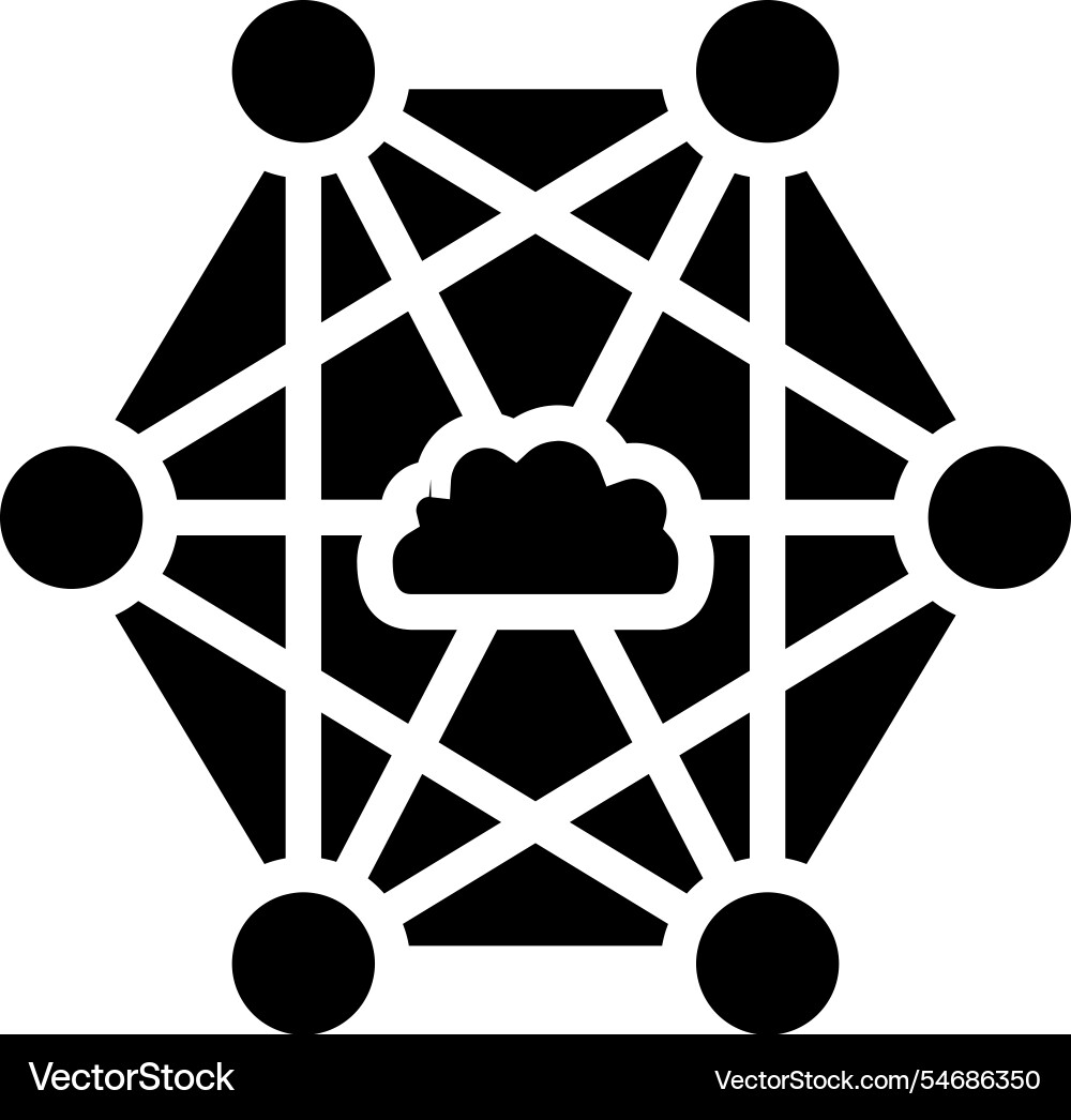 Network nodes cloud computing glyph icon Network nodes cloud computing glyph icon vector image