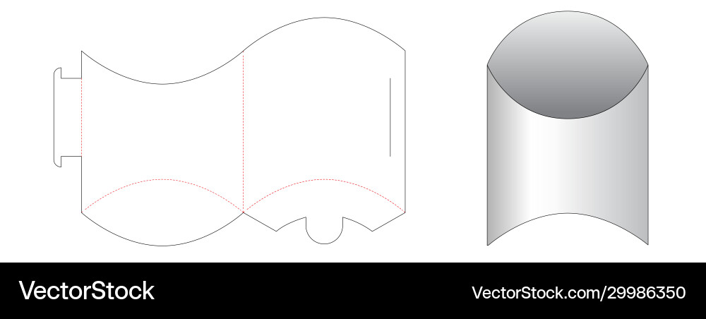 Opened pillow box die cut template Royalty Free Vector Image opened-pillow-box-die-cut-template-royalty-free-vector-image