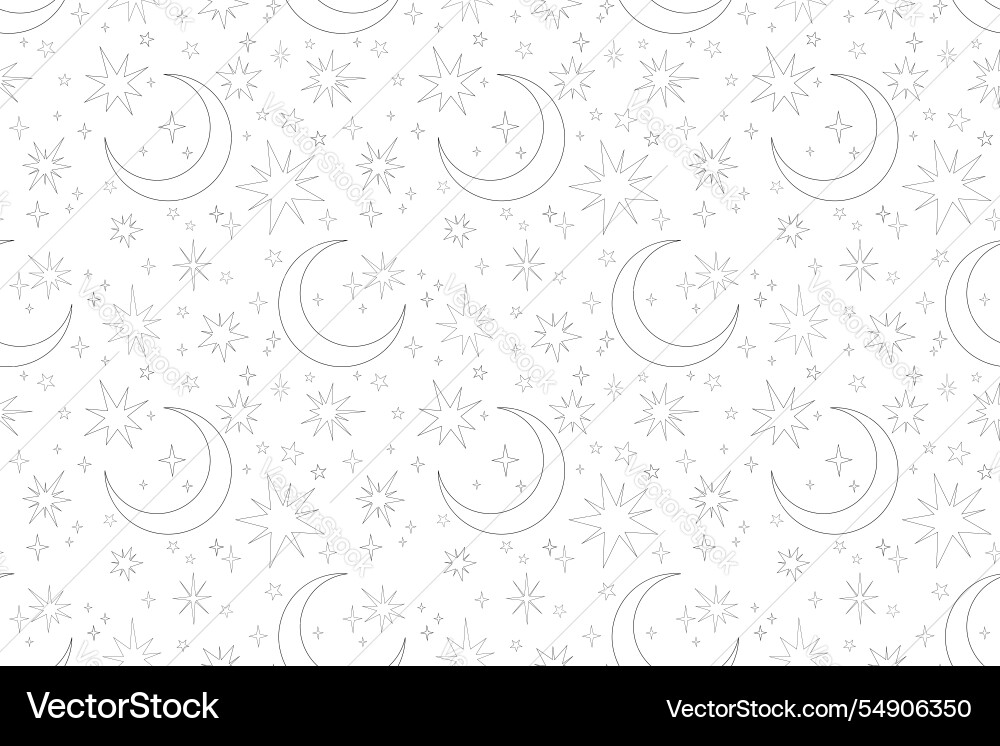 Rectangular seamless pattern stars and moons Vector Image
