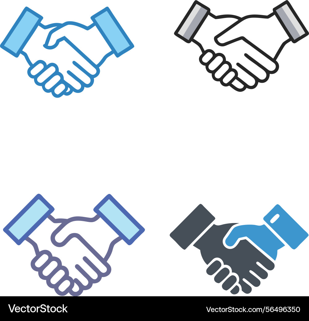 Set of handshake icons in different styles Set of handshake icons in different styles Vector Image