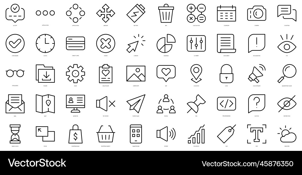 Set of thin line essentials icons Set of thin line essentials icons vector image