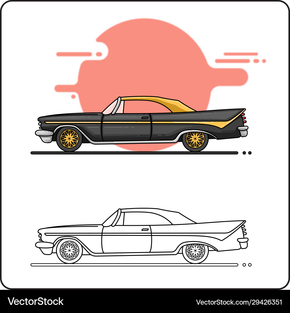 1959 car side view easy editable 1959 car side view easy editable Vector Image