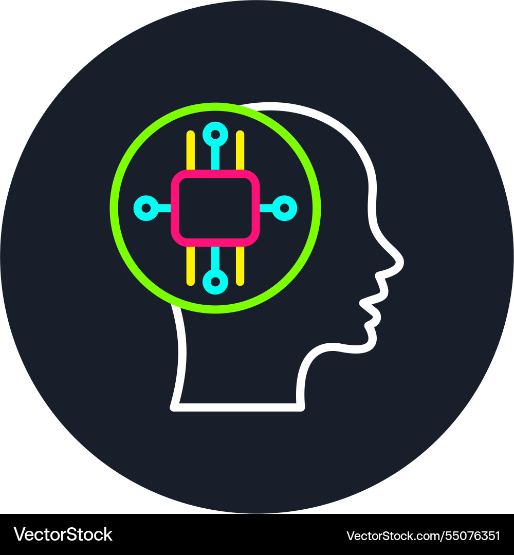Artificial intelligence line multi color icon vector image