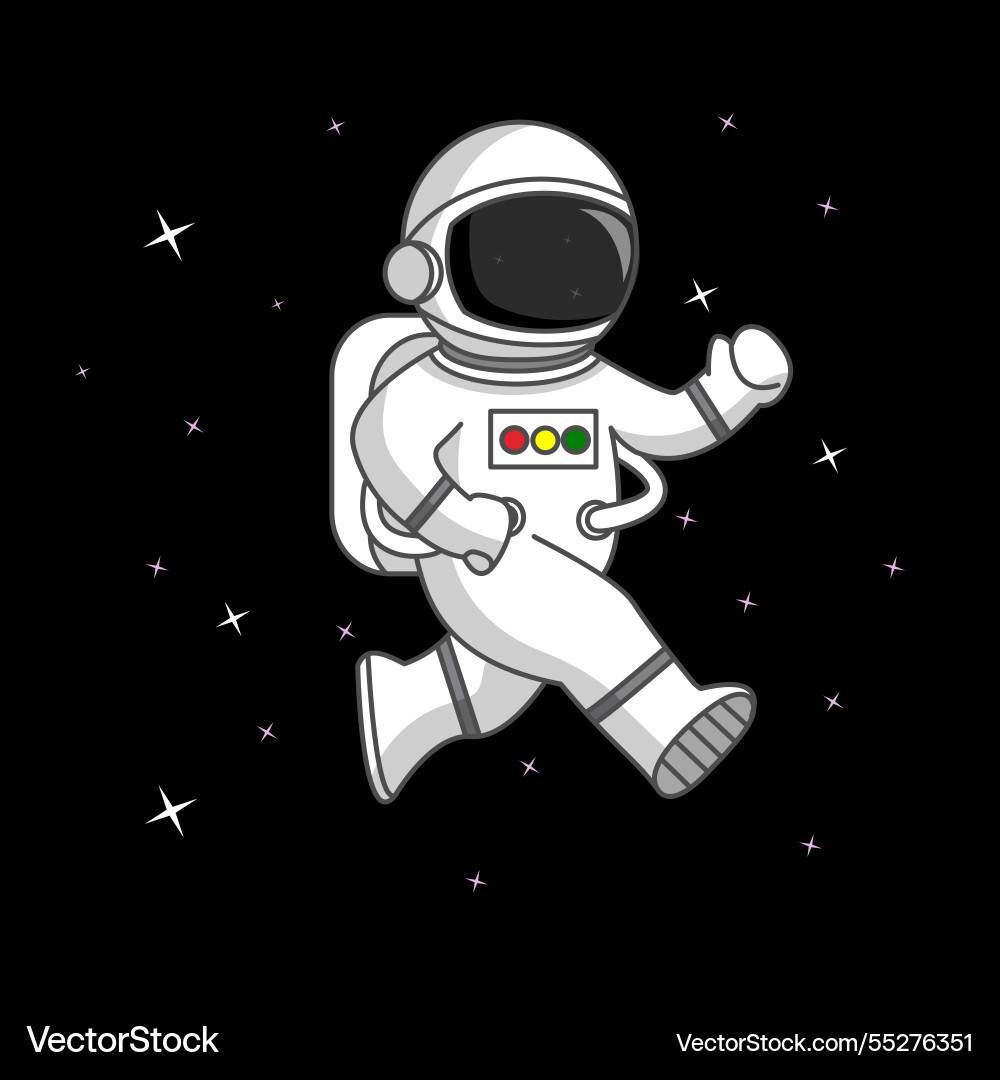 Astronaut run on space Astronaut run on space vector image