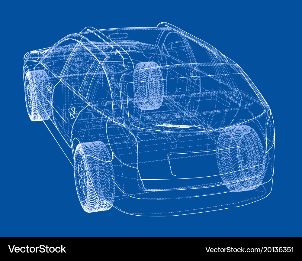 Concept car rendering of 3d vector image