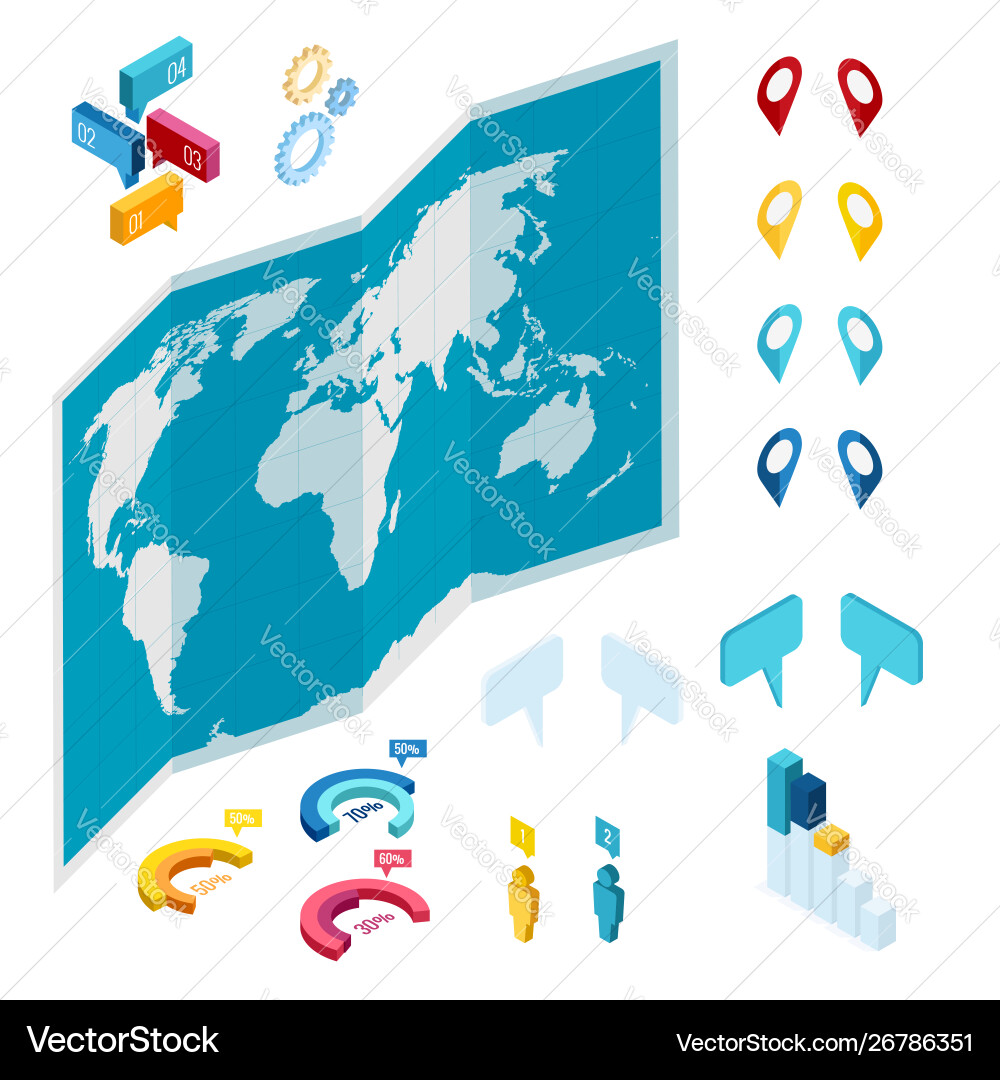Isometric gps navigation in phone with a red Isometric gps navigation in phone with a red vector image