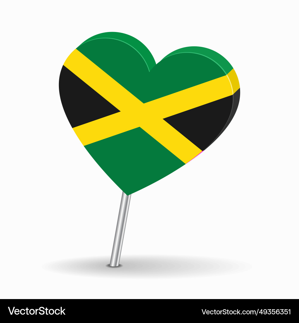 Jamaican flag heart-shaped map pointer layout Jamaican flag heart-shaped map pointer layout vector image